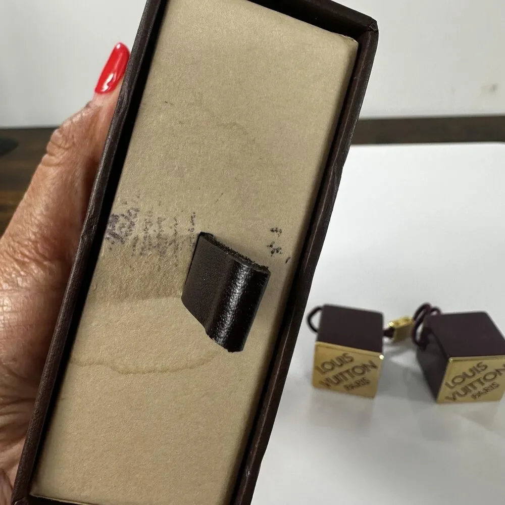 Louis Vuitton Purple Gold Cube Hair Tie With Box Authentic
